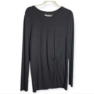 Athleta Black Tunic Top Sweater Long Sleeve Knot Tie Soft Pullover Medium